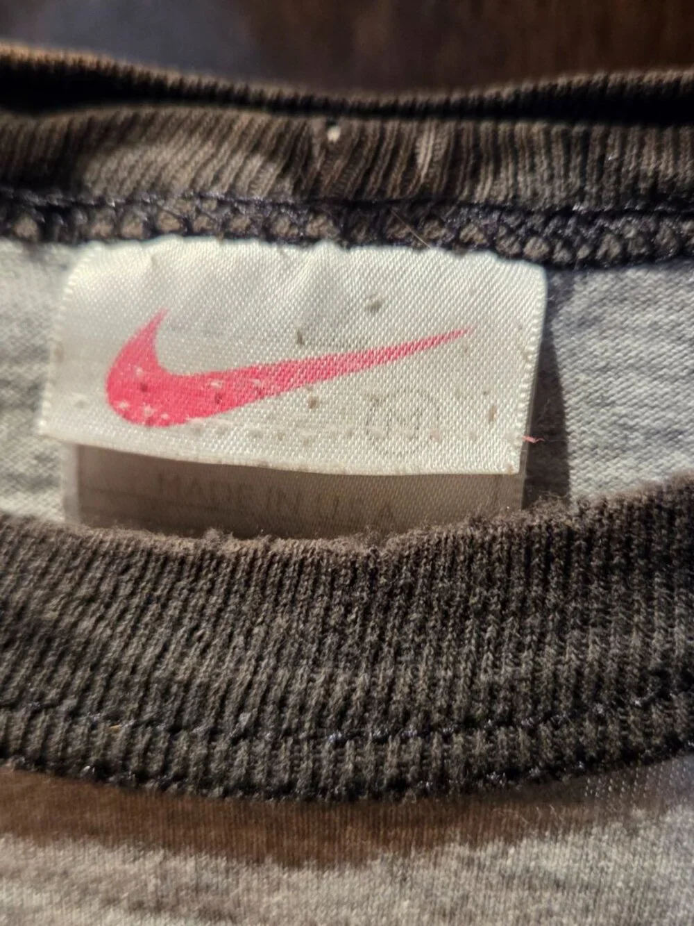 Retro Nike Long-Sleeve Center Swoosh Ringer Shirt.